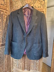 Bugatchi Zip Sport Coat Blazer Wool Blend Mens Size 42 Black Purple Lining - Picture 1 of 15