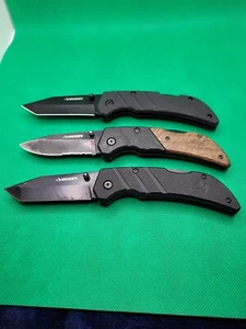 3 Husky Folding Knives Combo and Plain Blades TSA Confiscated Used - Picture 1 of 3