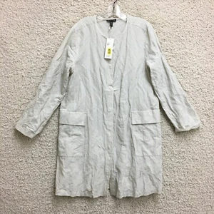 NUOVO Eileen Fisher Giacca Piccolo Adulto Arruffato Cotone Organico Acciaio Tasca Donna S - Foto 1 di 15