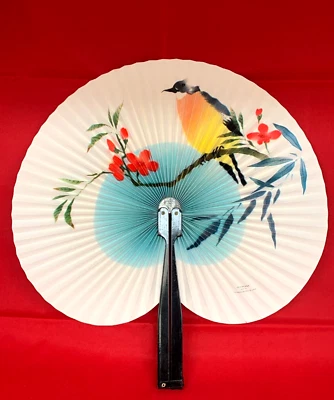 FAN PAI PAI WITH BIRD DECORATION VINTAGE ABANICO METAL HANDLE - Imagen 1 de 4