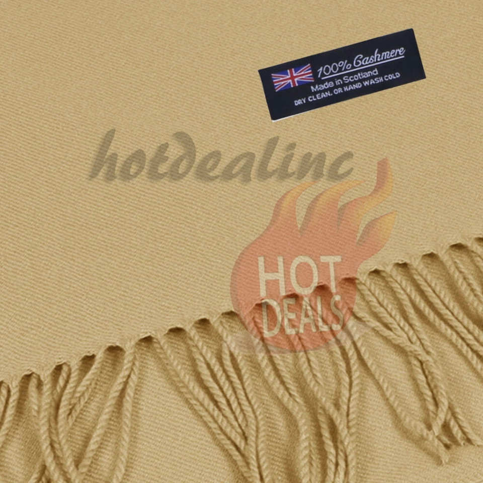 100% CASHMERE Scarf Check Tartan Plaid Wrap Plain Scarves Winter Warm - Image 1 of 1