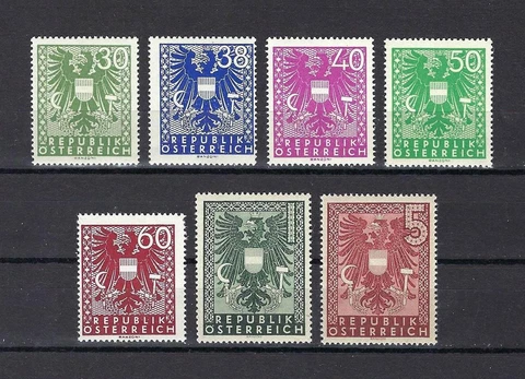 Austria 1945 Sc# 444/51 Coat of arms 7 big size stamps MNH Cover