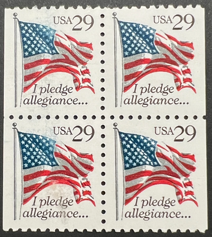 Scott#: 2593 - Pledge of Allegiance 1992 29¢x4 Booklet Pane of Four MNHOG - Image 1 of 1