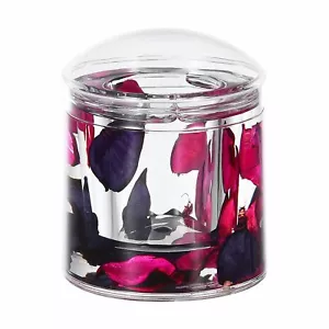 Acrylic Liquid 3D Round Qtip Cotton Ball Swab Holder Dispenser with Lid Leaf - Picture 1 of 6