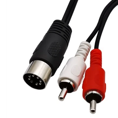 7-Pin DIN Male MIDI Cable to 2 Dual RCA Phono Male Plug Audio Adapter Cable 50cm - Image 1 of 4