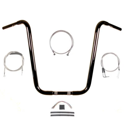 Kit de manillar Ape Hanger 2007-2010 Harley-Davidson Softail 1 1/4" negro 22" Foto 1 de 2