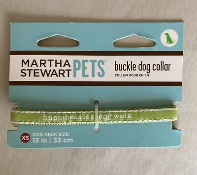 ¡NUEVO! Collar de perro verde Martha Stewart Pets 'La felicidad es un largo paseo' XS 10-13 pulgadas Foto 1 de 3