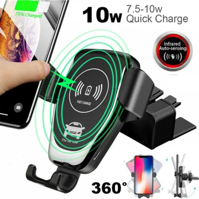 Qi Auto Wireless Charger KFZ Handy Halterung Induktions Ladegerät Clamping - Bild 1 von 4