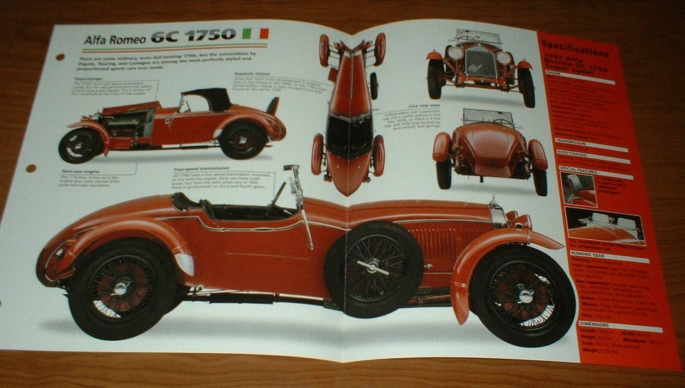 ALFA ROMEO 6C SS 1932 HOJA DE ESPECIFICACIONES FOLLETO FOTO INFORMACIÓN FOLLETO 29-33★★ Foto 1 de 1