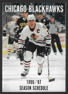 ¡VERSIÓN RARA 1996-97 Chicago Blackhawks NHL ¡Horario de hockey!¡!! Bud Ice - Imagen 1 de 3