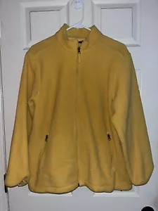 Vtg Lands' End Jacket Women's Petite Large Yellow Fleece Full Zip - Picture 1 of 4