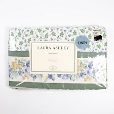 New Laura Ashley Twin Flat Bed Sheet Josephine Blue Green Floral Flowers NIP
