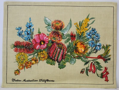 NEW Vtg Wildflowers Floral Placemats Set Of 4 Linen Cotton 70s Western Australia - Image 1 of 4