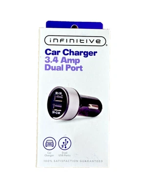 Cargador de coche Infinitive 3,4 amperios doble puerto USB-A encendedor de cigarrillos Foto 1 de 2