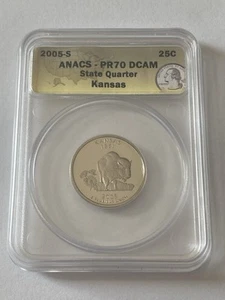 🦬2005-S Kansas State🦬 Washington Quarter ANACS PR 70 DCAM - Picture 1 of 10