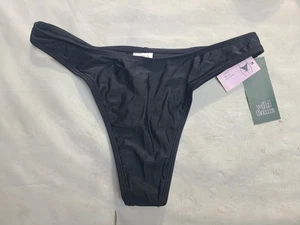 Women's Low-Rise High Leg Ultra Cheeky Bikini Bottom Wild Fable Black Size S - Picture 1 of 5
