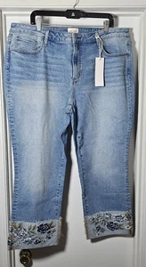 Jeans Driftwood Colette ricamato taglia 20 ritagliato nuovo con etichetta elasticizzato - Foto 1 di 6