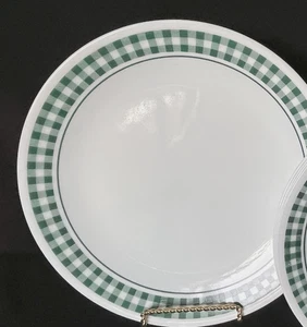 Corelle Gingham Hunter Green 8 Dinner Plates 10.25" Excellent Condition - Picture 1 of 3