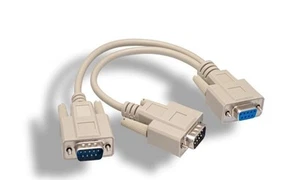 1ft DB9 Female to 2 Male Serial RS232 Splitter Cable - Picture 1 of 1