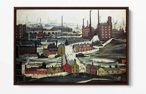 LOWRY STYLE ASHTON UNDER LYNE -DEEP FLOATER/FLOAT EFFETTO INCORNICIATO TELA STAMPA ARTISTICA - Foto 1 di 12