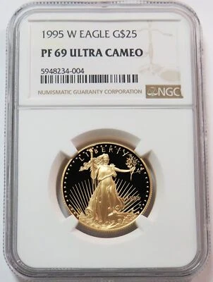 1995 W GOLD PROOF AMERICAN EAGLE $25 COIN 1/2 OZ NGC PF 69 UC - Image 1 of 2