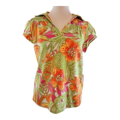 Caribbean Joe Island Supply Co. Hawaiian Cruise Top Womens Size Petite S New  - Image 1 of 4