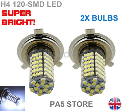 2X H4 LED Bulbs 120-SMD Bright White 6000K DRL FOG Daytime Running Light Lamp - Image 1 of 2