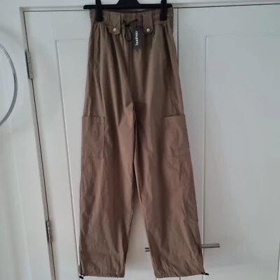 BNWT BOOHOO Tall UK10 Cargo Taupe  Strech Trousers - Image 1 of 4