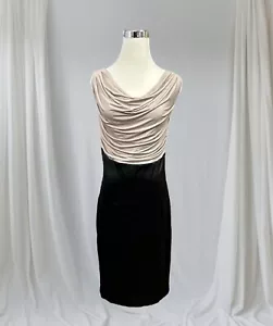 Vestido lápiz midi con capucha negra beige Venus para mujer fiesta cóctel encaje espalda talla 4 - Imagen 1 de 8
