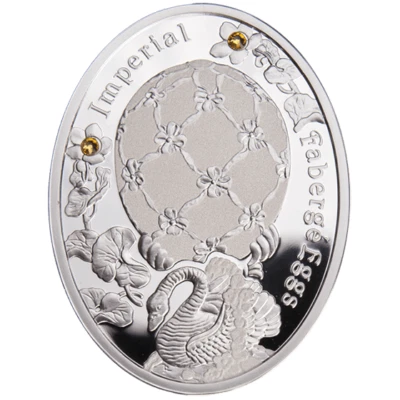 Swan Egg Imperial Faberge Eggs 1/2 oz Proof Silver Coin 1$ Niue 2012 - Image 1 of 2