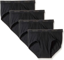 Calvin Klein Mens 4-Pack Cotton Classic Basic Brief Briefs (Black,Medium)
