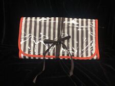 Henri Bendel Toiletry Travel Hanging Cosmetic Makeup Case Brown Stripe Bag New