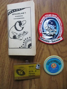 NASA Spacelab 1 Lot RARE MISSION HANDBOOK/Pins/STS-9 News Media Pass/Crew Patch - Picture 1 of 19