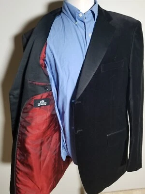 Blazer Abrigo 46L Stafford Rojo Negro Terciopelo Fumar Esmoquin Satinado Foto 1 de 4