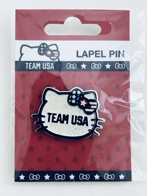 NIP Hello Kitty Team USA  Lapel Pin Glitter Face Tokyo JAPAN 2020 Olympics - Image 1 of 4