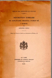 DESCRIPTION SOMMAIRE DU SANCTUAIRE ORIENTAL D'AMON-RE À KARNAC. A. VARILLE. 1950 - Picture 1 of 1