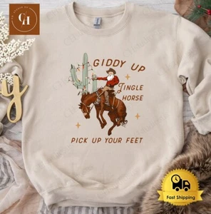 Cowboy Weihnachtspullover, Giddy Up Jingle Horse Pick Up Your Feet, Howdy Country - Bild 1 von 9