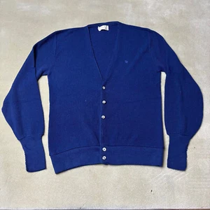 Vintage Christian Dior Cardigan Mens XL Blue Sweater Acrylic V Neck Button USA - Picture 1 of 7