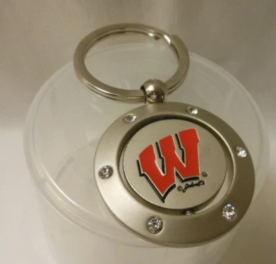 Wisconsin Badgers NCAA Licensed Premium  Rhinestone Keychain with split keyring - Image 1 of 2