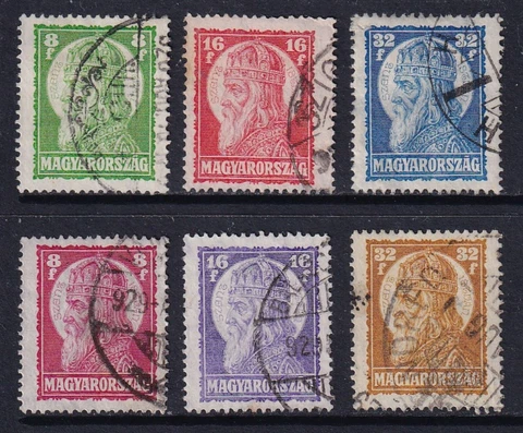 HUNGARY 1928-29 St. Stephen set of 6 SG 507-512 Used (CV £10) Cover