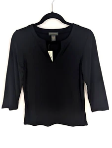 Banana Republic Mujer Pequeña Negra Cuello en V Manga 3/4 Camisa Oficina NUEVO - Imagen 1 de 13
