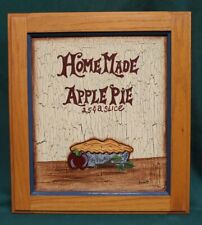 Vintage Americana Painting Artist Signed Country Apple Pie Sign 
