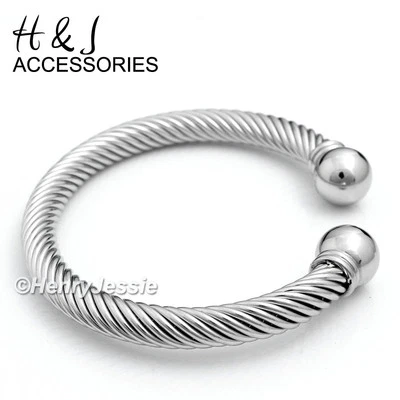 Brazalete ajustable de acero inoxidable con cable trenzado plateado de 7 mm*B80 Foto 1 de 2