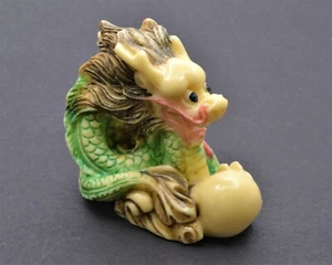 Vintage Hand Made Resin Dragon Netsuke. Okimono Japanese Figurine - Picture 1 of 4