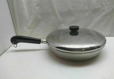 Revere Ware Cookware 10" Skillet Copper Clad Stainless Sauté Pot Frying Pan Lid - Image 1 of 4
