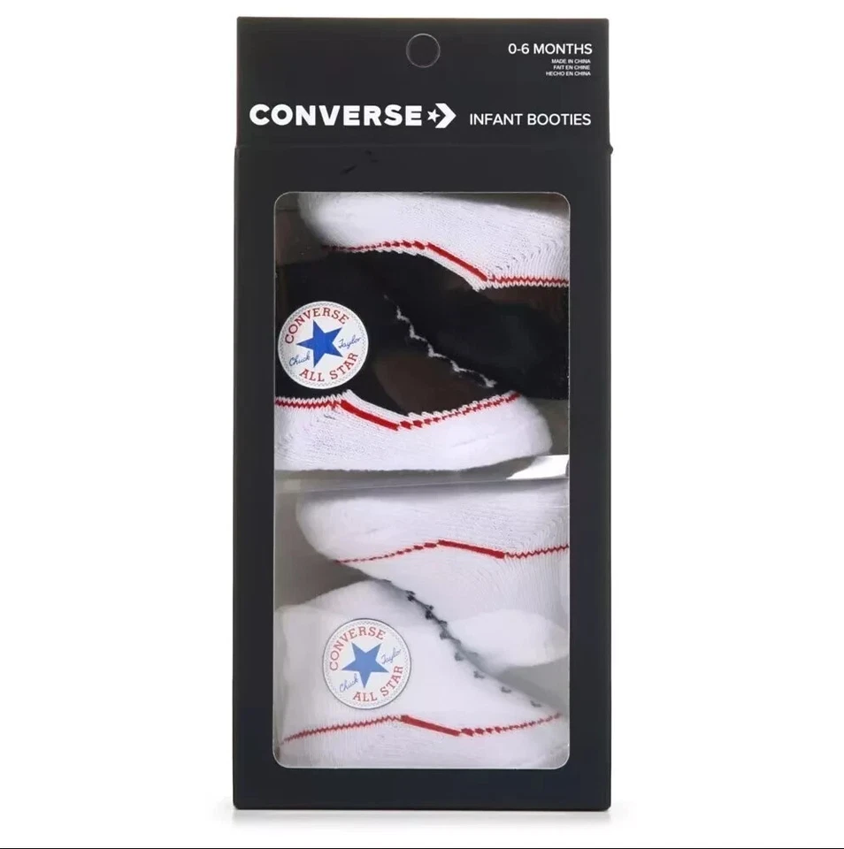 Pack de 2 botines bebé bebé Converse (blanco y negro, 0-6 meses) Foto 1 de 3