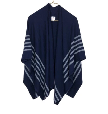 Poncho cárdigan a rayas Sundry suéter azul marino gris talla única mezcla de lana para mujer Foto 1 de 4
