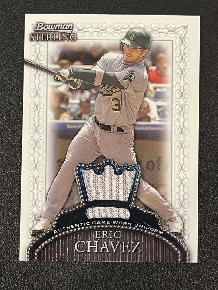 Eric Chavez 2005 Bowman Sterling Game Used Jersey BS-EC A's - Image 1 of 2