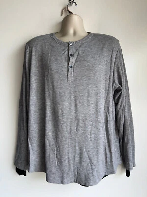 THEORY Men's Gray Double Henley Long Sleeve Seth Thermal Top Size XXL - Image 1 of 4