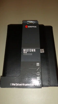 NEW!! Griffin Midtown Folio Leather Case iPad 2 3rd 4th Gen (Black) w/ Notepad - Image 1 of 4